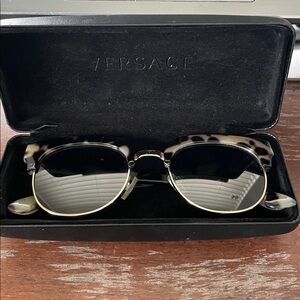 Versace 19v69 Italia Valentina gray tortoise gold tone horn rim sunglasses &case